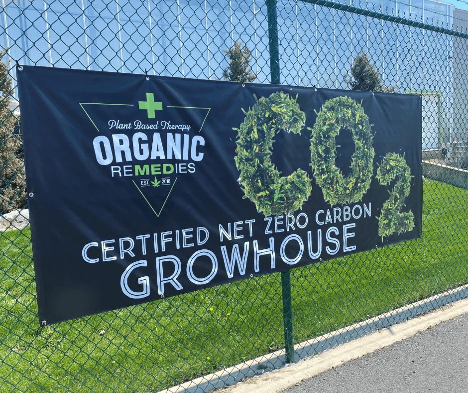 Carbon Neutral Sign outside the greenhouse