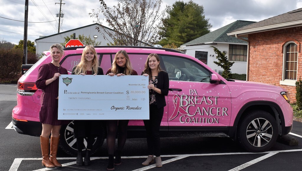 Presenting check to PA Breast Cancer Coalition